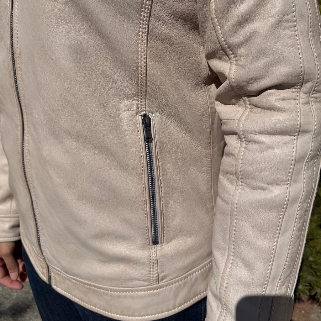 Veste en cuir d’agneau à capuche amovible pour homme