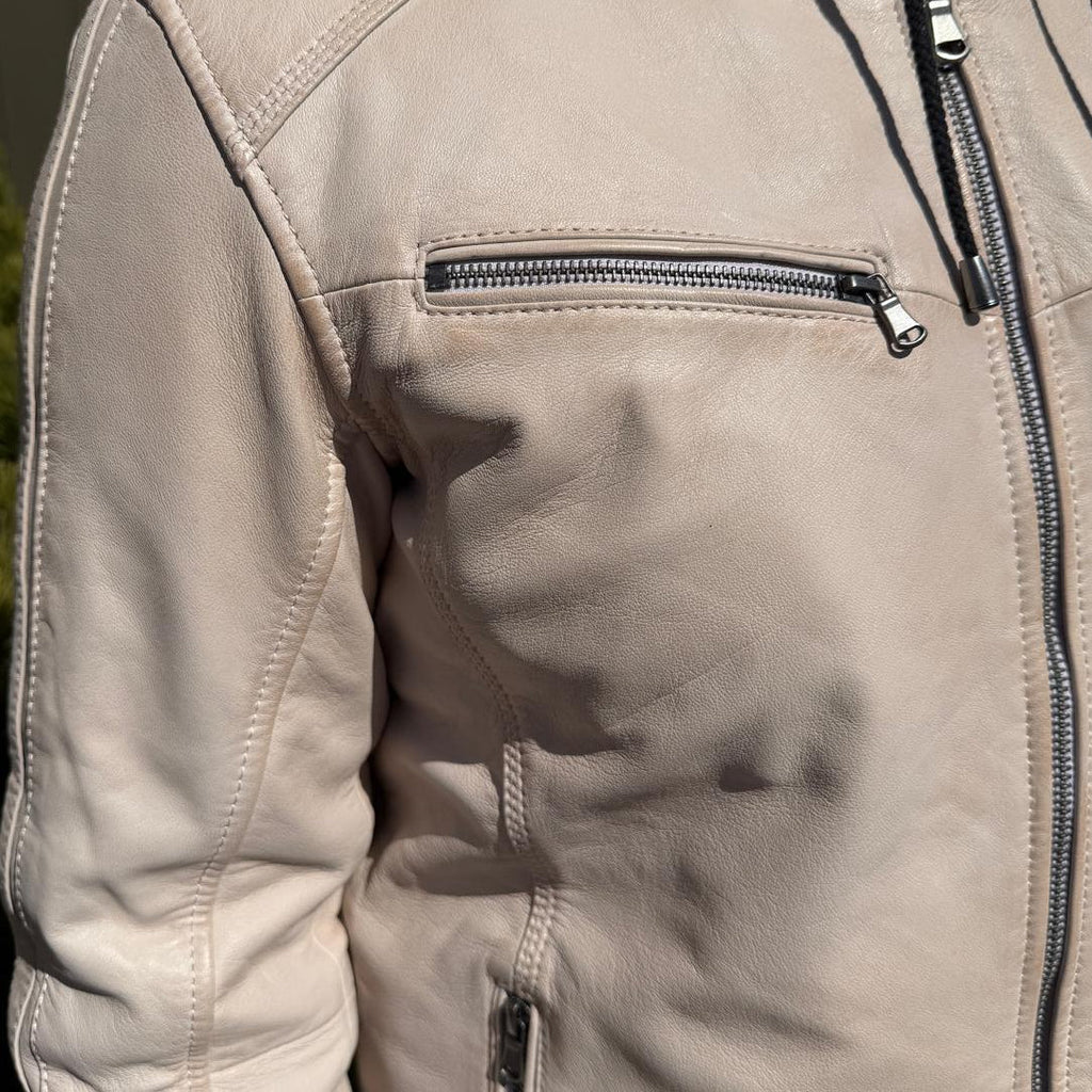 Veste en cuir d’agneau à capuche amovible pour homme
