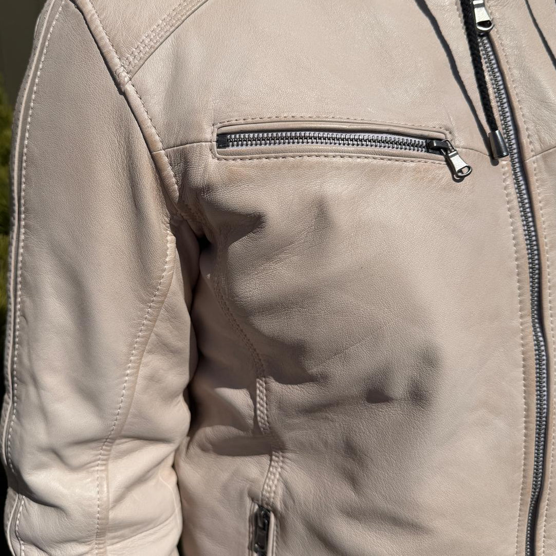 Veste en cuir d’agneau à capuche amovible pour homme