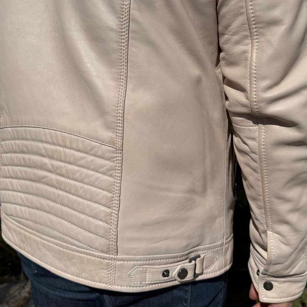 Veste en cuir d’agneau à capuche amovible pour homme