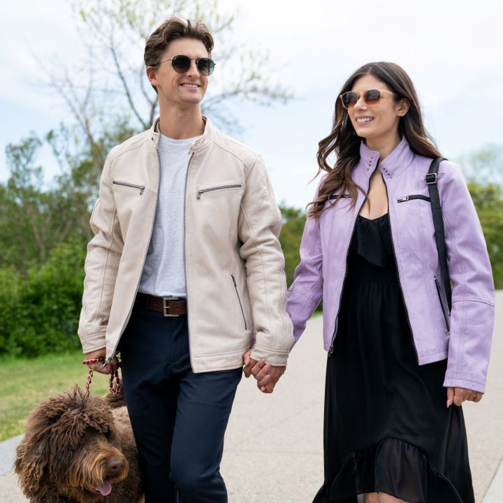 Veste en cuir d’agneau à capuche amovible pour homme