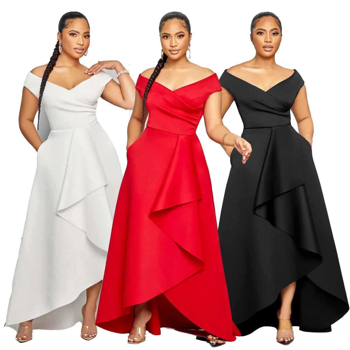 Robe de soirée femme élégante à une épaule – Coupe ajustée