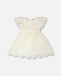 Jacquard Dress White Printed Flowers