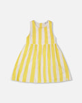 Sleeveless Dress White And Yellow Stripes