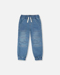 Stretch French Terry Denim Jogger Light Blue