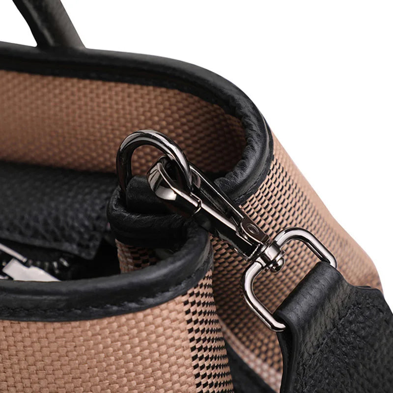 Grand sac cabas femme en toile et similicuir
