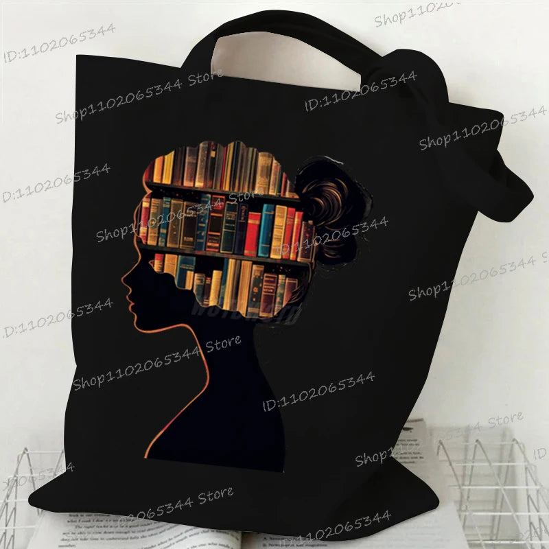 Sac cabas en toile imprimée pour lectrice – Format 35 × 40 cm