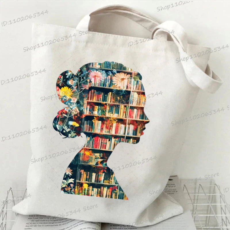 Sac cabas en toile imprimée pour lectrice – Format 35 × 40 cm
