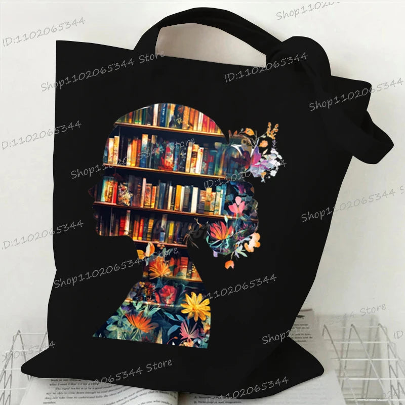 Sac cabas en toile imprimée pour lectrice – Format 35 × 40 cm