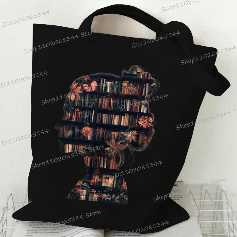 Sac cabas en toile imprimée pour lectrice – Format 35 × 40 cm