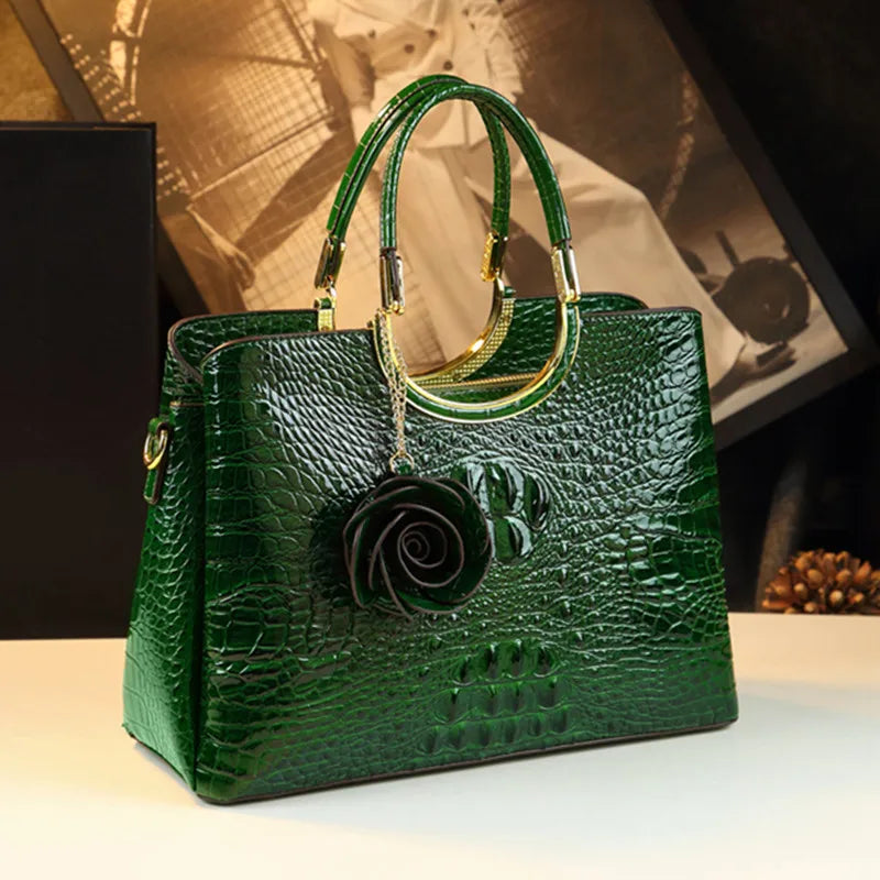 Sac à main femme en cuir véritable – Motif crocodile
