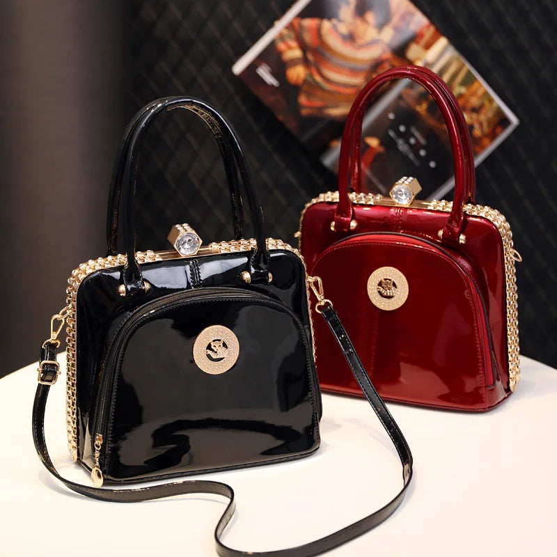 Sac à main femme en cuir véritable avec strass – Élégant