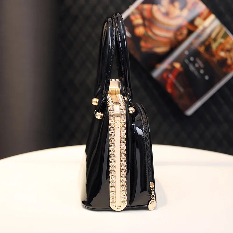Sac à main femme en cuir véritable avec strass – Élégant