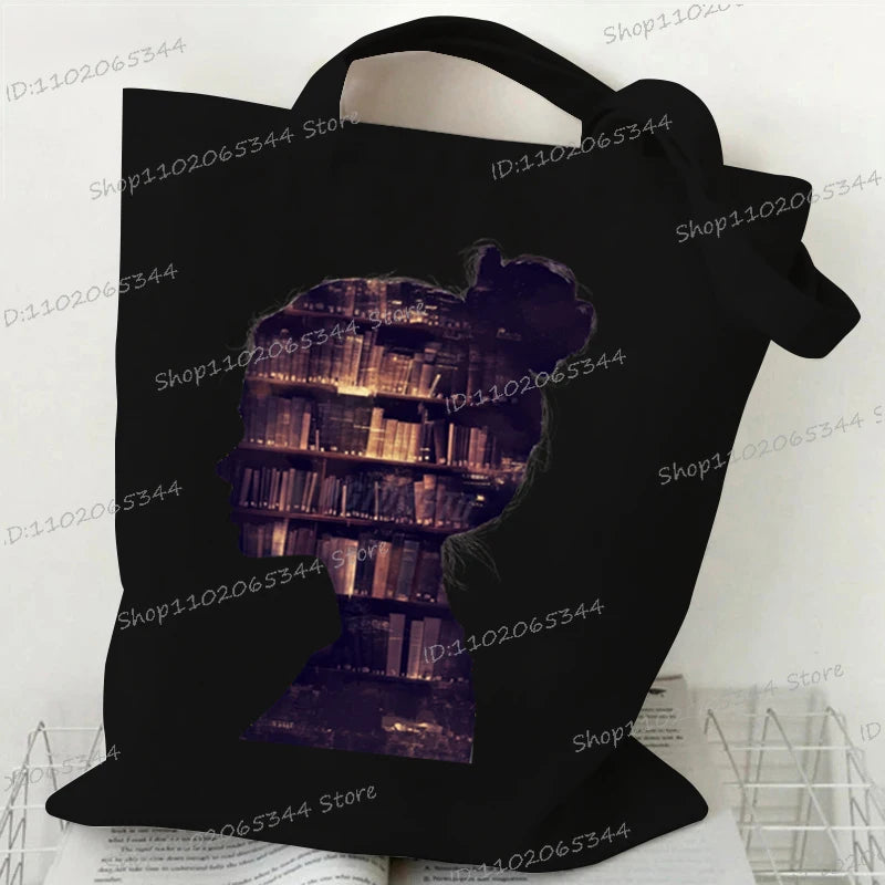 Sac cabas en toile imprimée pour lectrice – Format 35 × 40 cm