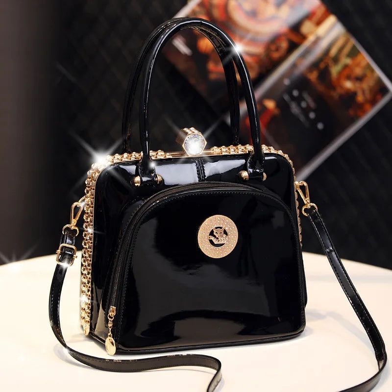 Sac à main femme en cuir véritable avec strass – Élégant