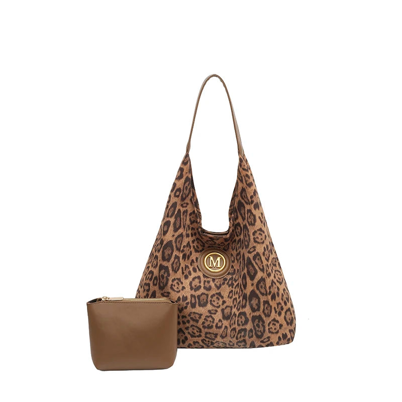 Sac épaule femme grande capacité en suédine – Style décontracté