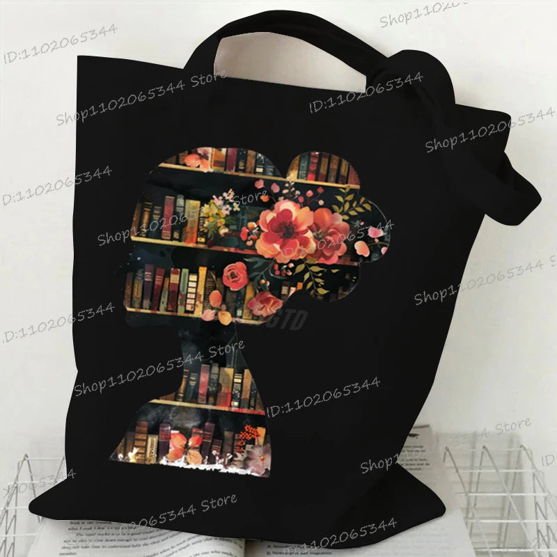 Sac cabas en toile imprimée pour lectrice – Format 35 × 40 cm