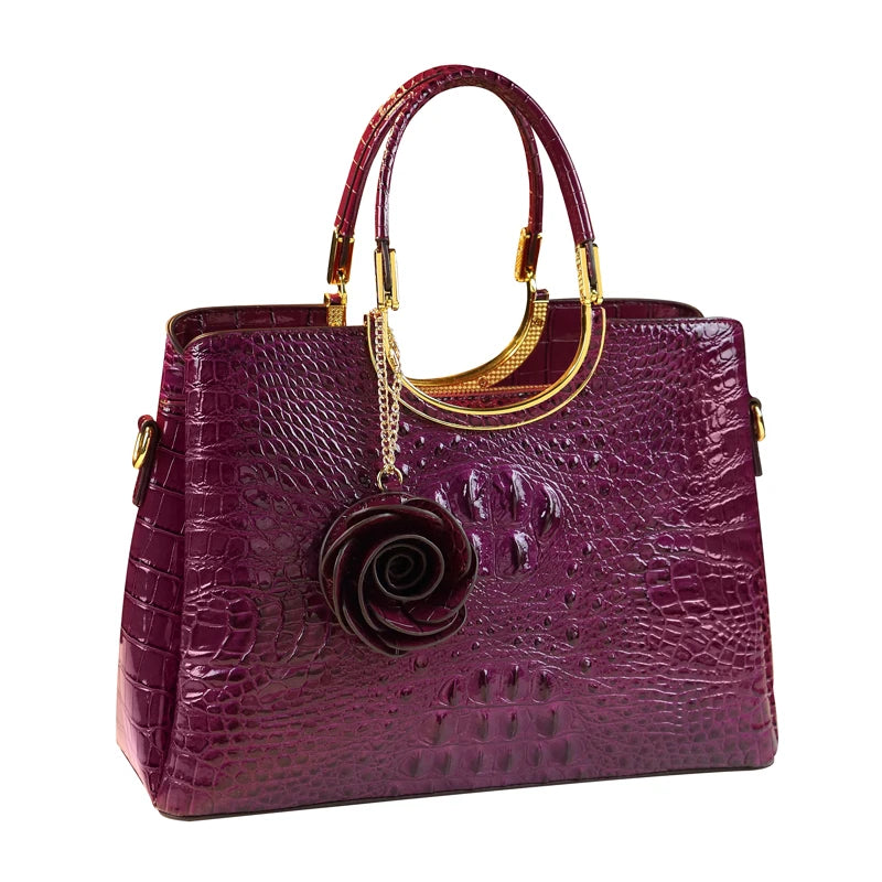 Sac à main femme en cuir véritable – Motif crocodile
