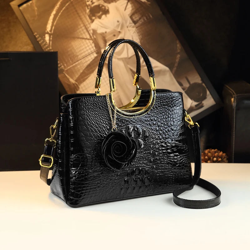 Sac à main femme en cuir véritable – Motif crocodile
