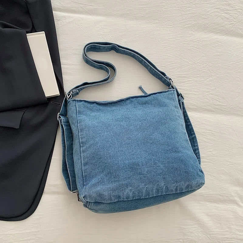 Grand sac cabas femme en denim – Bandoulière décontractée