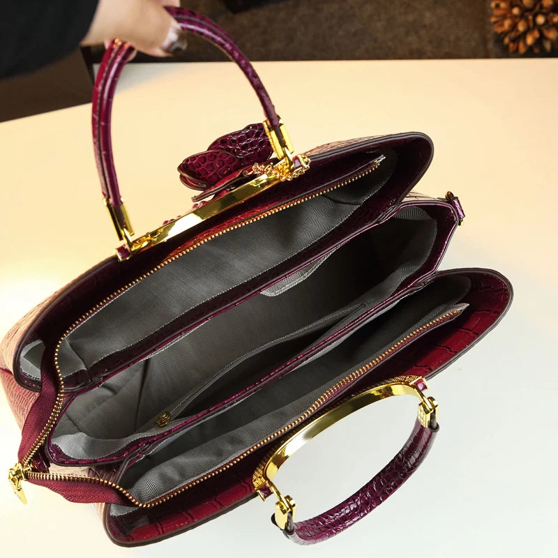 Sac à main femme en cuir véritable – Motif crocodile