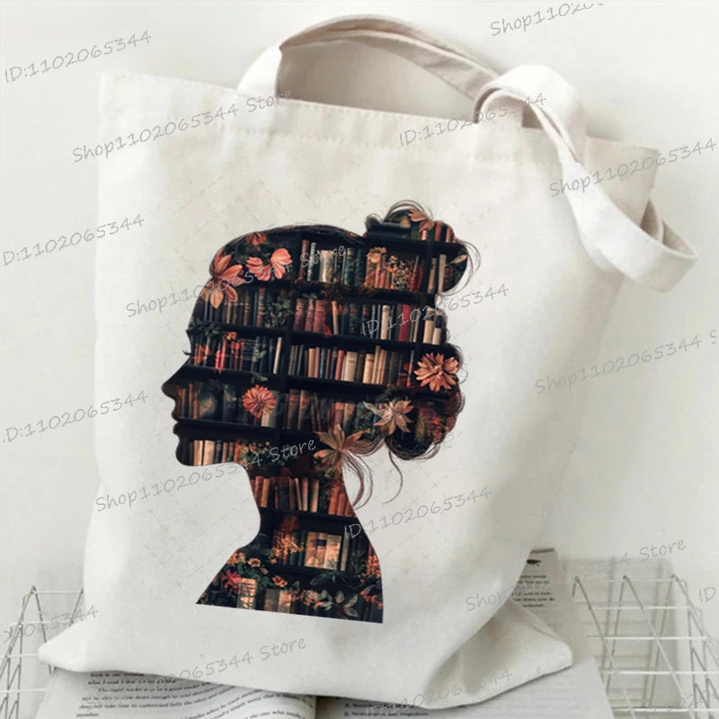Sac cabas en toile imprimée pour lectrice – Format 35 × 40 cm