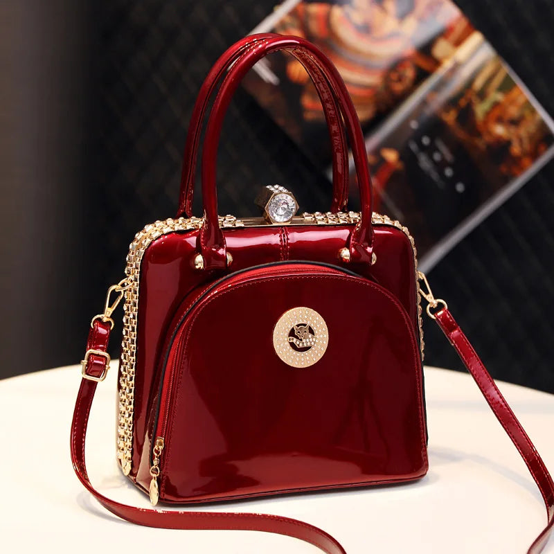Sac à main femme en cuir véritable avec strass – Élégant