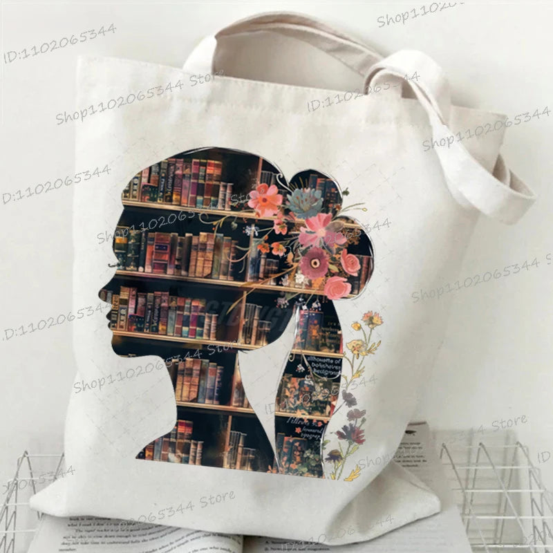 Sac cabas en toile imprimée pour lectrice – Format 35 × 40 cm