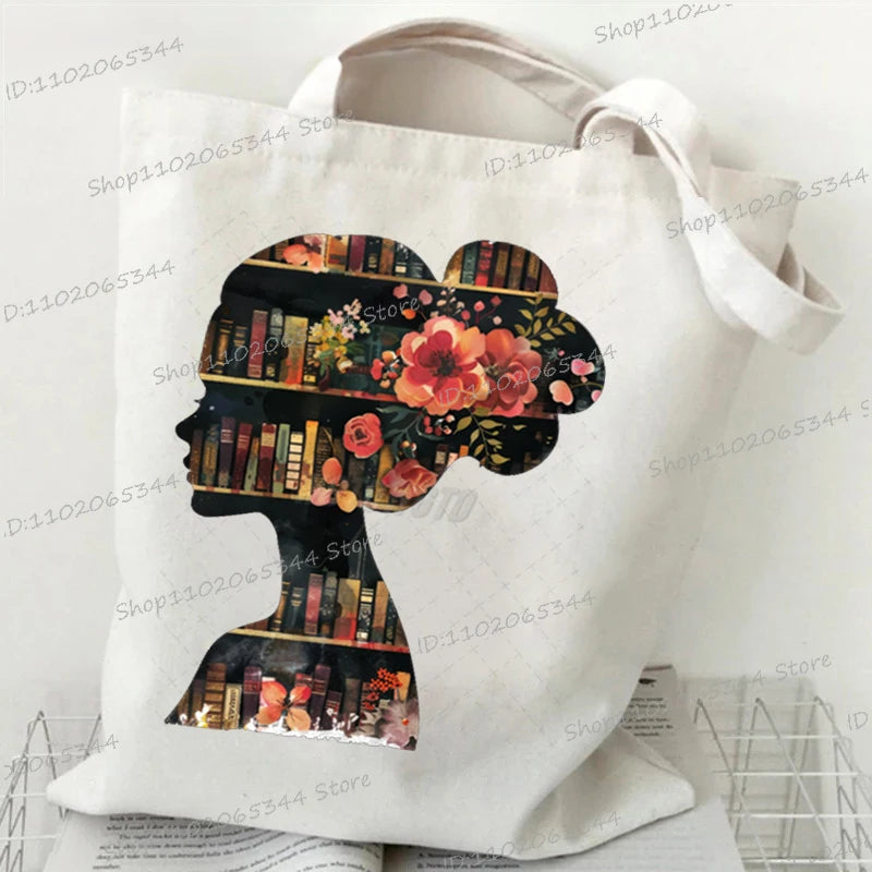 Sac cabas en toile imprimée pour lectrice – Format 35 × 40 cm