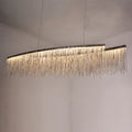 Personalized Minimalist Chandelier – Modern Silver Aluminum Pendant Light with Tassel Design for Dining & Living Room