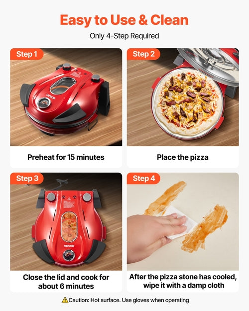 Pizza Oven, 304.8 mm Electric Pizza Maker, 1200W Electric Pizzas
